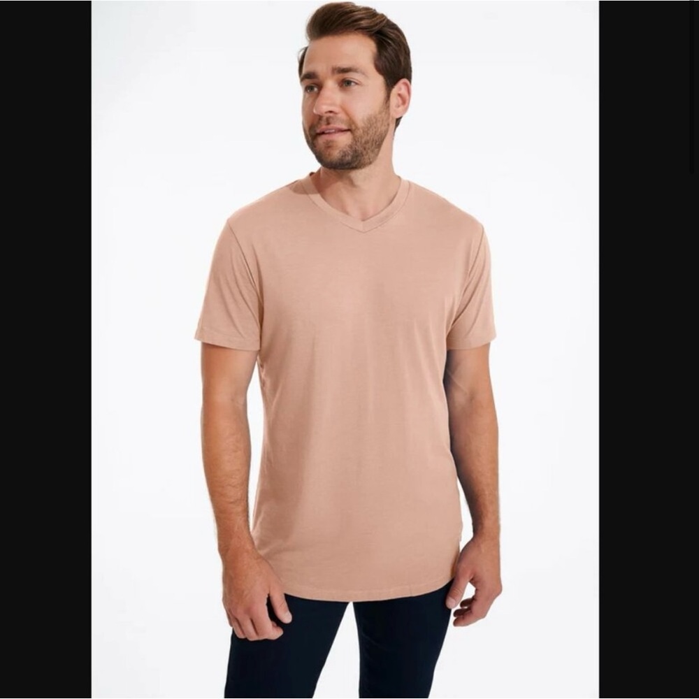 Swet Tailor Size M Softest V Neck T Shirt In Pearl Blush Supima Cotton Modal NEW